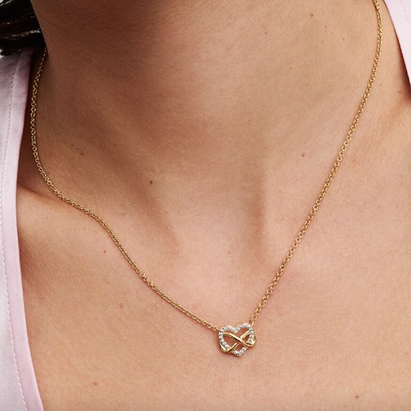 Pandora Infinity Heart Gold Collier Necklace - Picture 2 of 2